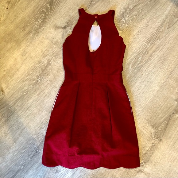 Lauren James Red Seersucker Dress - Size: XSmall - Picture 4 of 6